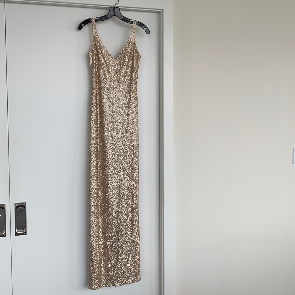 Sorella Vita Gold Sequin V-neck dress, size 10